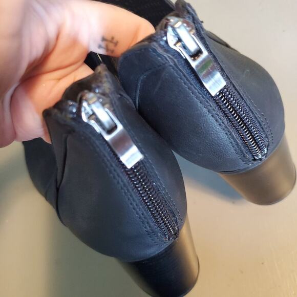 a.n.a black open toe caged faux leather heels women's size 9.5 - Picture 3 of 9